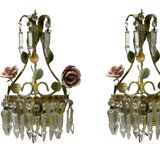 Tole Crystal Sconces Set of 2