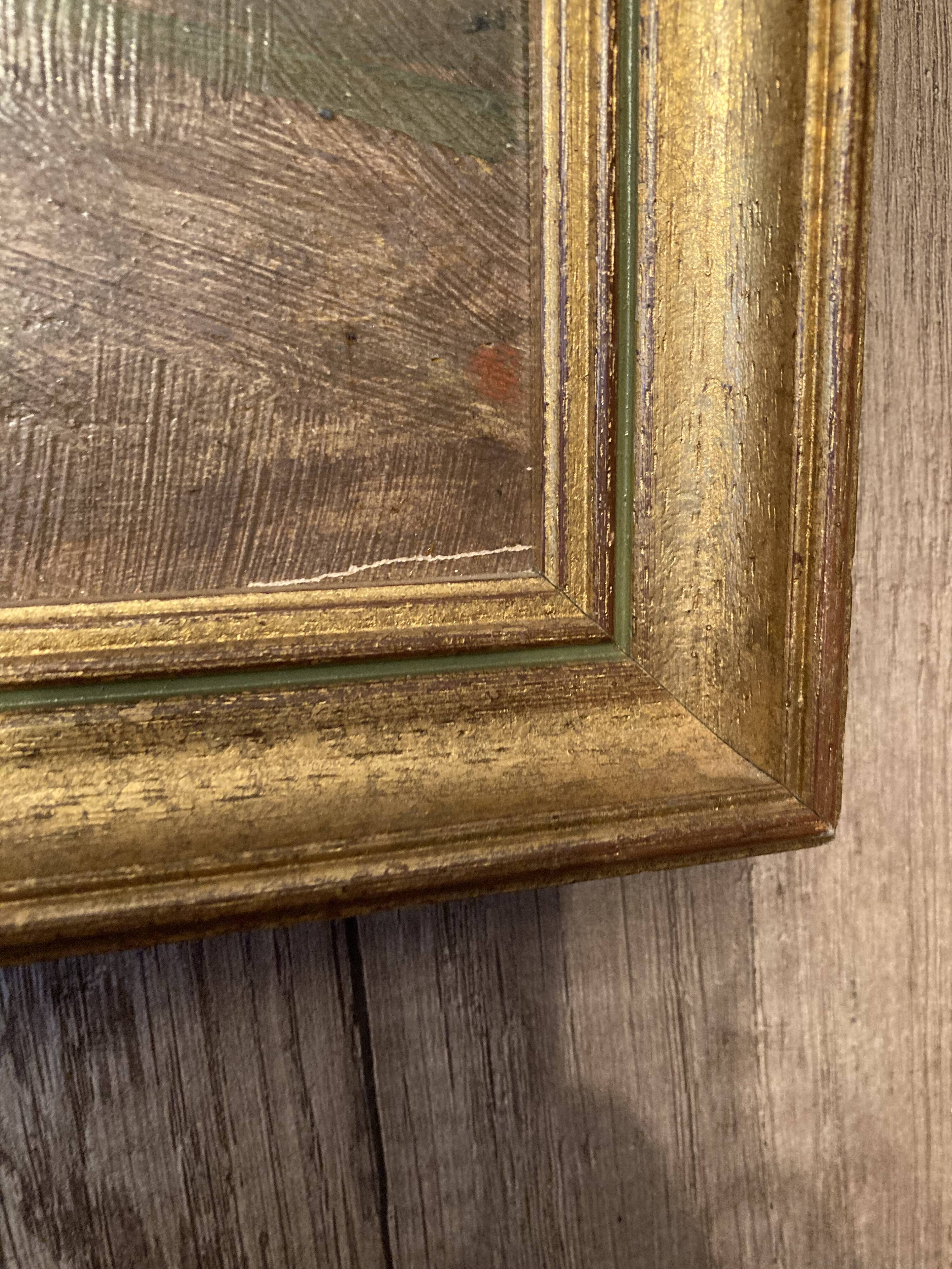 Landscape painting on wood