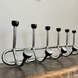Old chrome coat rack with 12 hooks