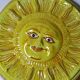 Vintage handcrafted anthropomorphic sun wall plaque in Vietri majolica.