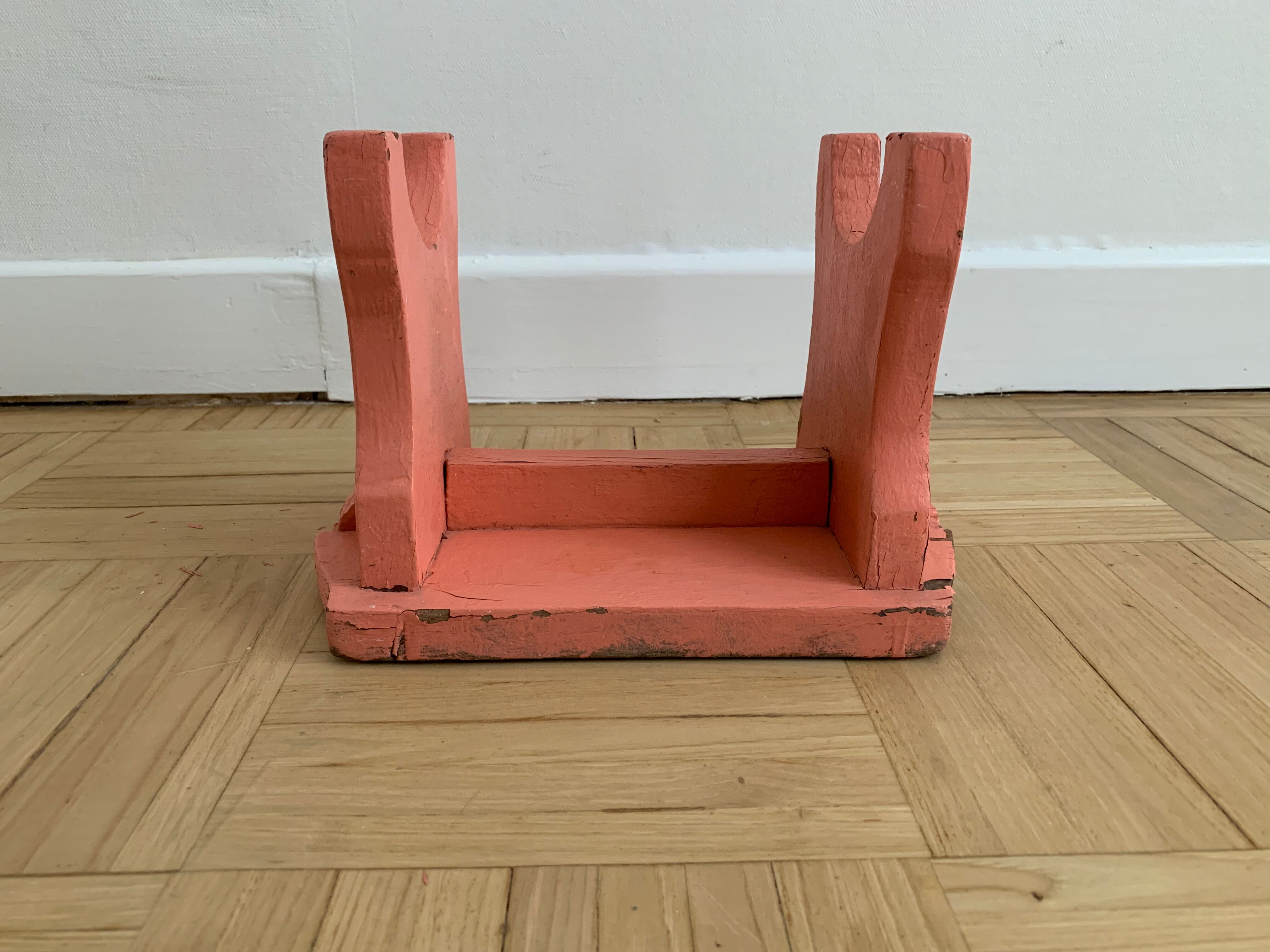 Small step foot in old wood