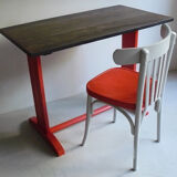 Oak, black and orange bistro table