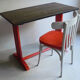 Oak, black and orange bistro table