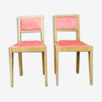 2 chaises en velours rose