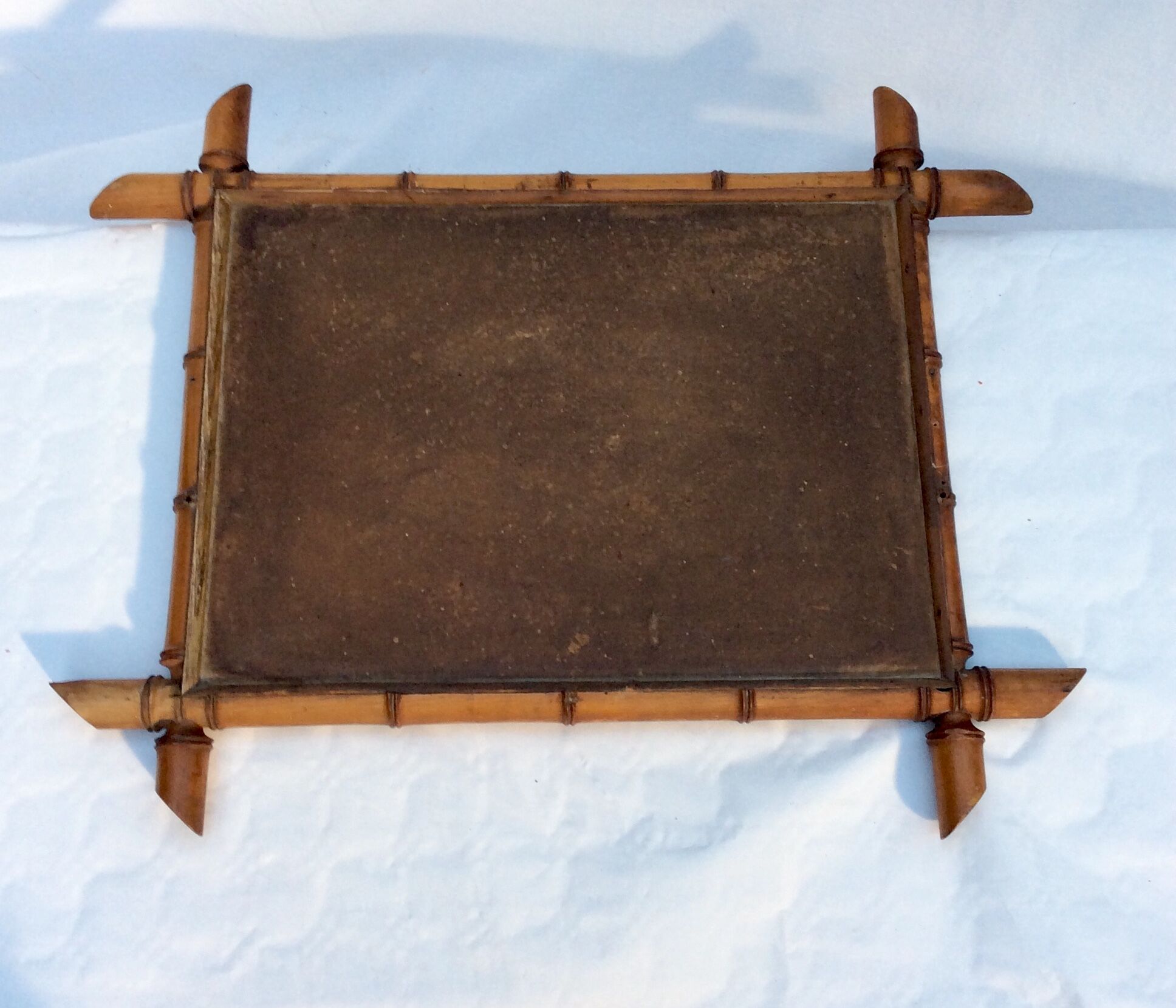 Old bamboo mirror 1950s - 38x49