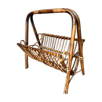 Vintage magazine holders light rattan