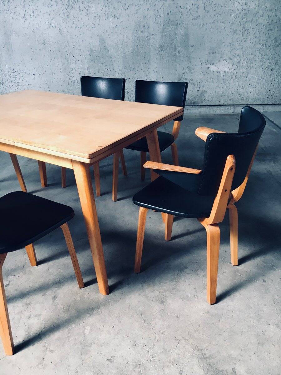 MCM Dutch Design Dining Chairs attributed to Cor Alons for Gouda Den Boer, 1950s, Set of 6