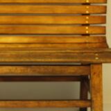 Long indoor railway station bench in solid beech wood 1930