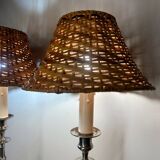Lampes bougeoir rotin anciennes (X2)