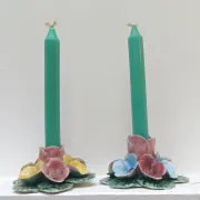 Pair of Italian ceramic candle holders