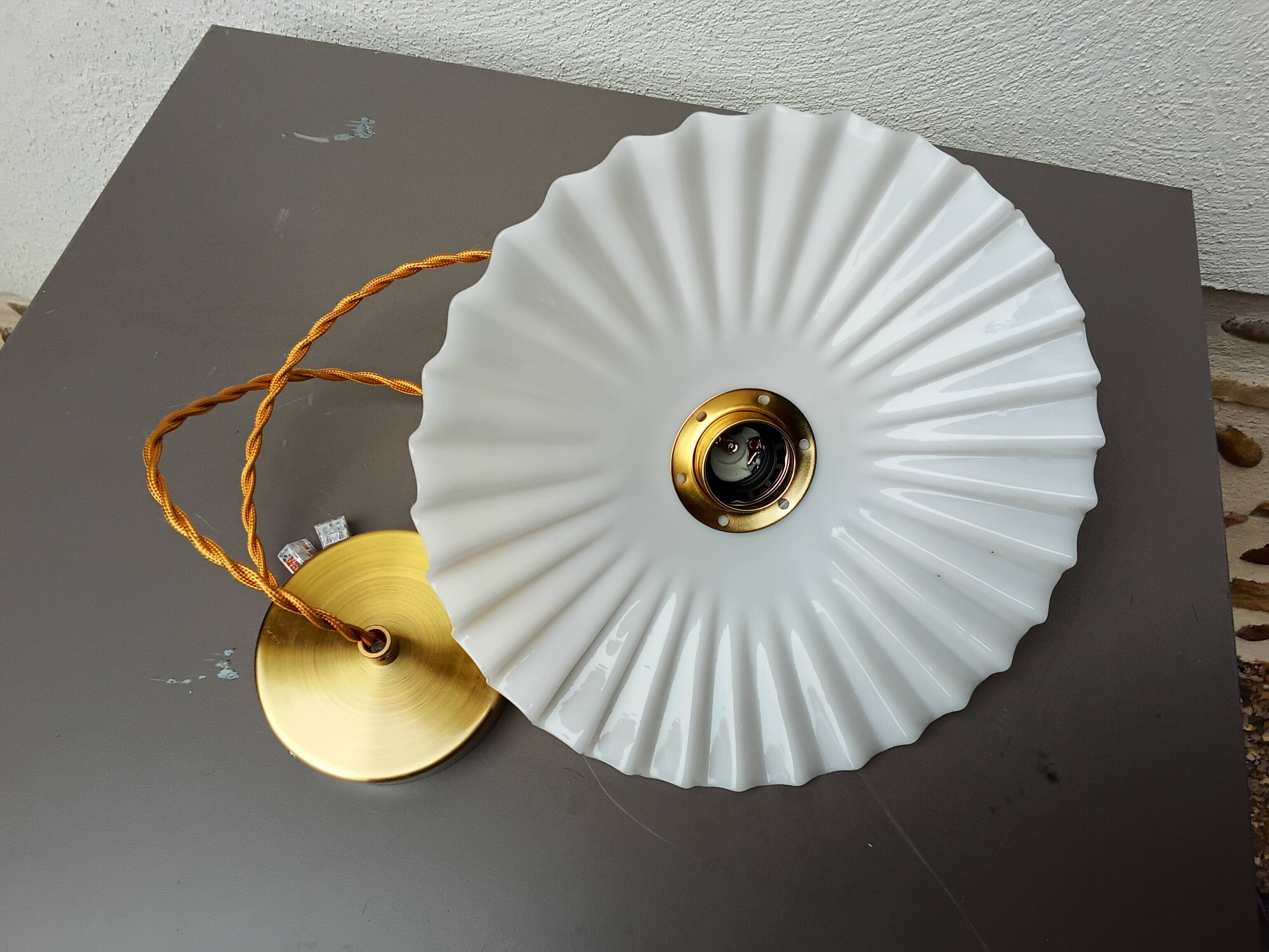 Vintage white opaline pendant light