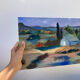 Mediterranean Provencal landscape / expressionist painting / oil painting on wood panel