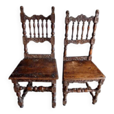 Rare pair of carved chairs, Italian manufacture from the 17th century