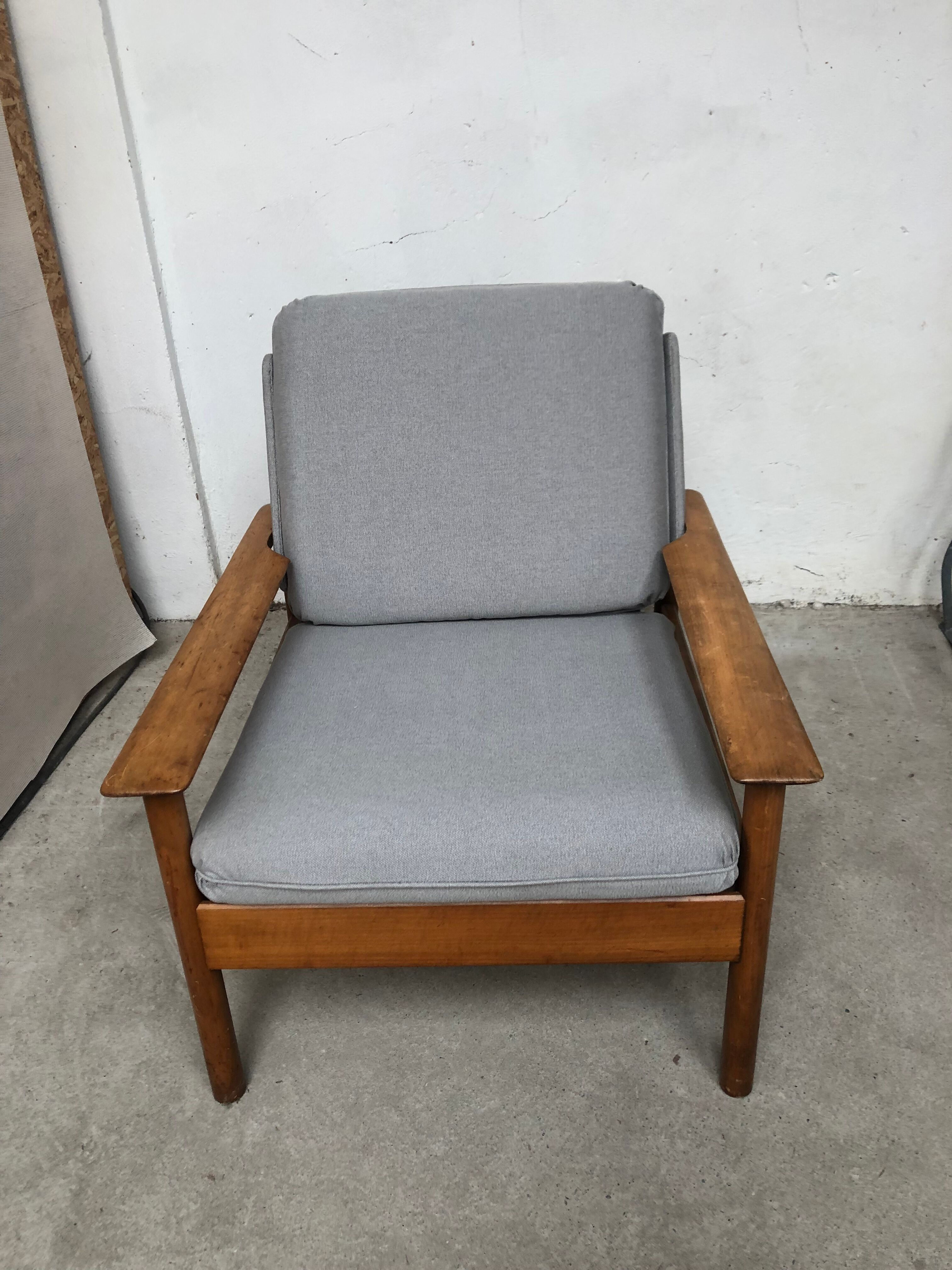 Scandinavian armchair in gray fabric from the 60s