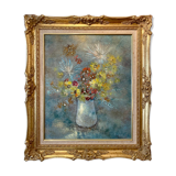 Old painting, still life with wild flowers signed Massard XX century