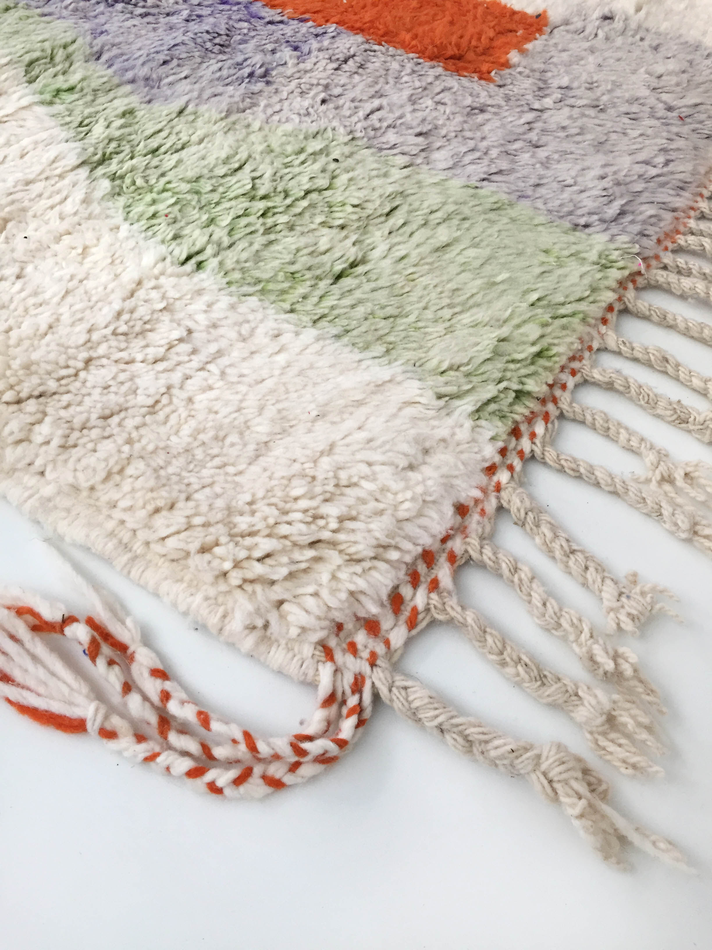 Moroccan Berber carpet Beni Ouarain ecru with colorful patterns 205x132cm