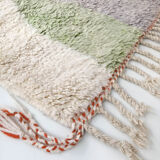 Moroccan Berber carpet Beni Ouarain ecru with colorful patterns 205x132cm