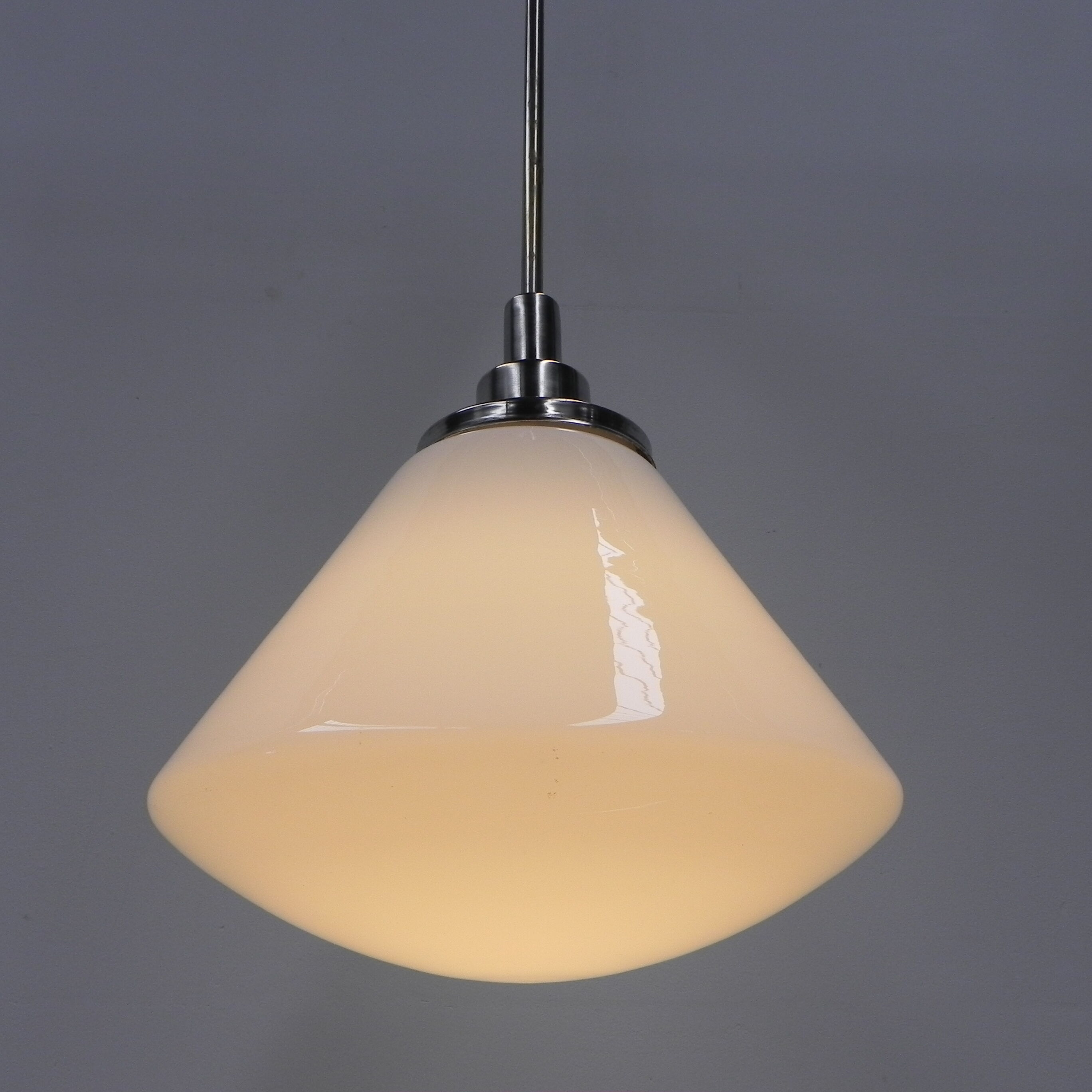 Art Deco school lamp with white glass shade