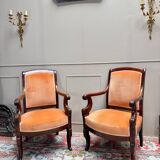 Pair of Solid Mahogany Armchairs from the 19th Century Restoration Period