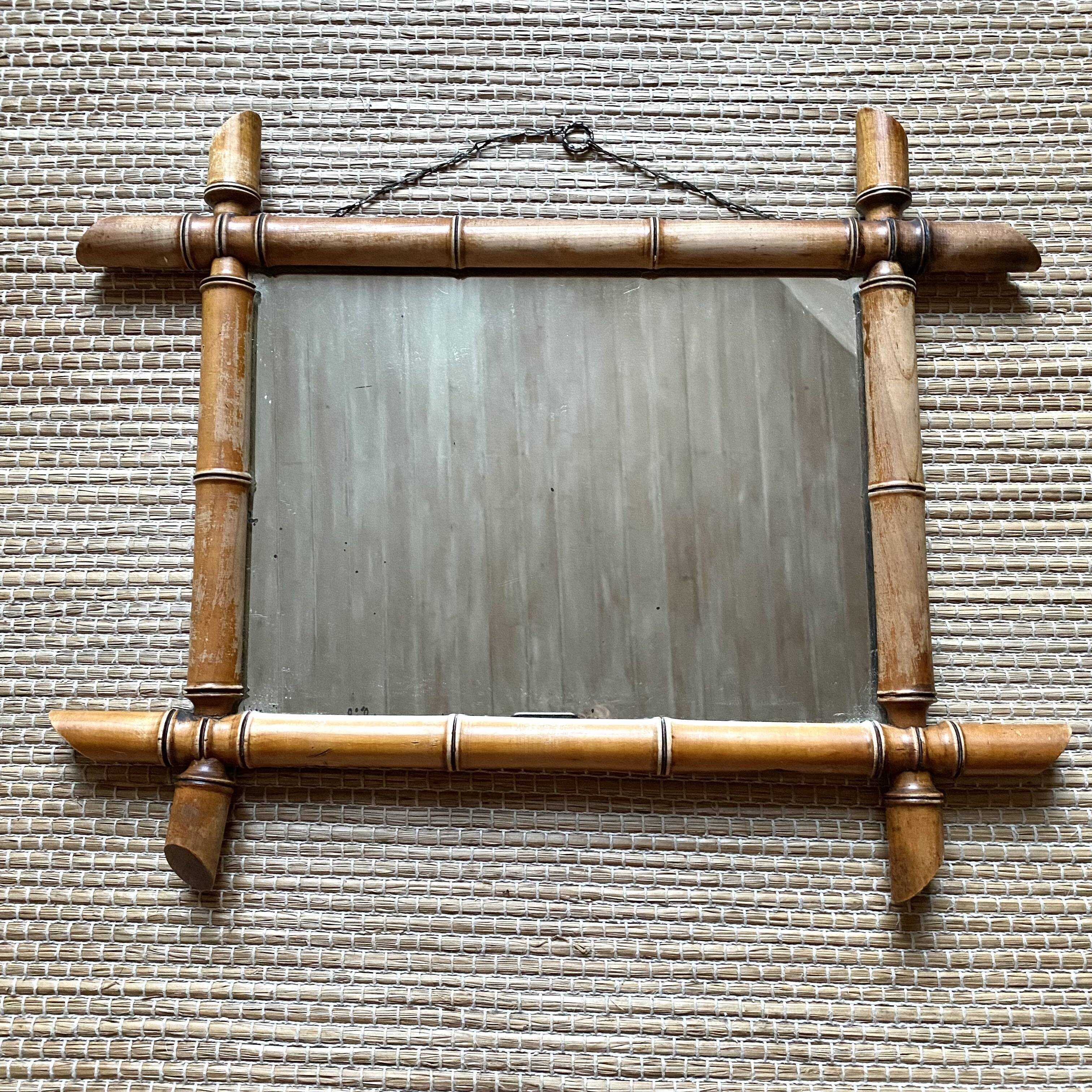 Miroir vintage de barbier façon bambou