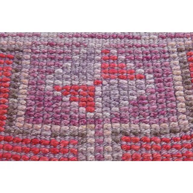 Vintage Turkish Vintage Oushak Pink Purple Runner Rug 88x291