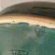 Art Deco flared cache-pot in turquoise glazed earthenware.