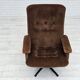 Années 1970, chaise pivotante scandinave vintage, velours, état d'origine.