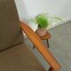 Teak Scandinavische fauteuil met bruin stoffen kussens, stoel 2