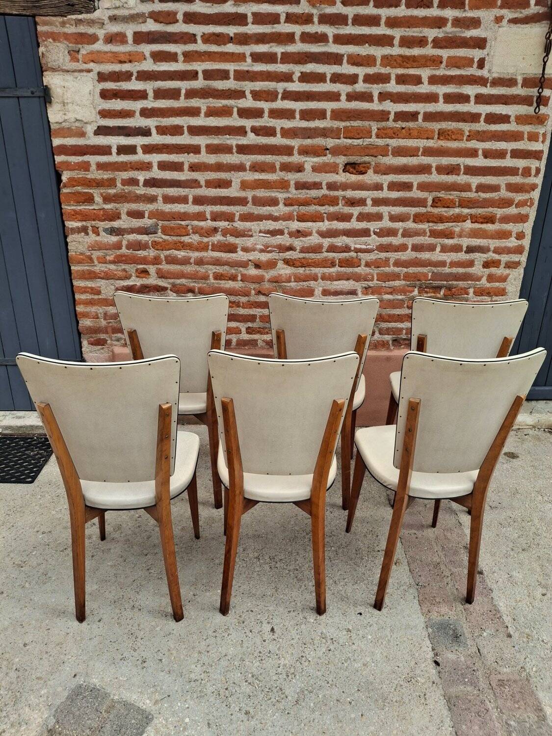 Lot 6 chaises Mid-Century scandinaves années 50-60 pieds compas vintage