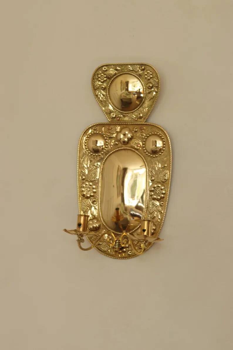 Baroque Style Mid-Century Brass Swedish Sconces