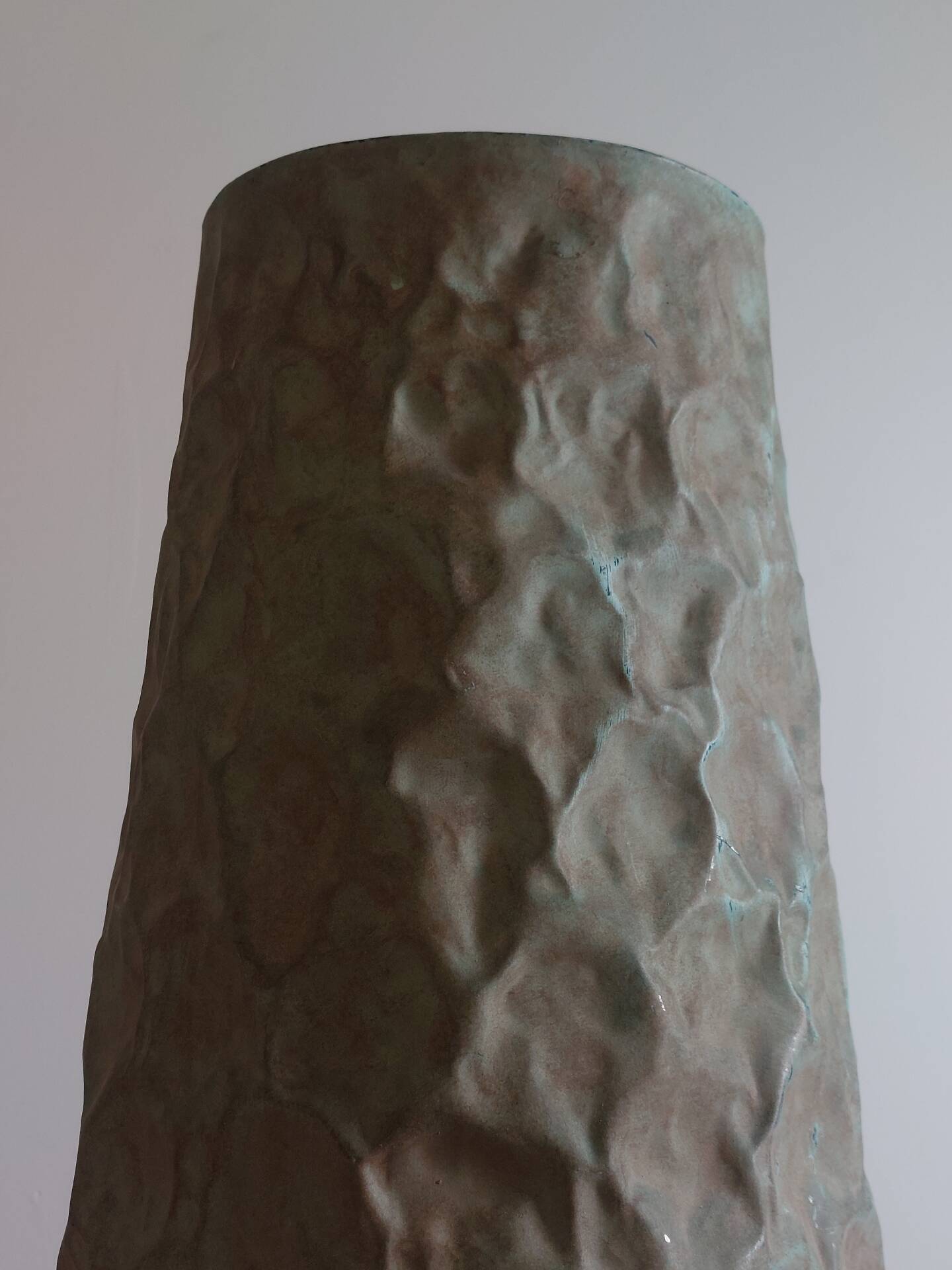 Exceptional vintage dented decor brutalist umbrella stand