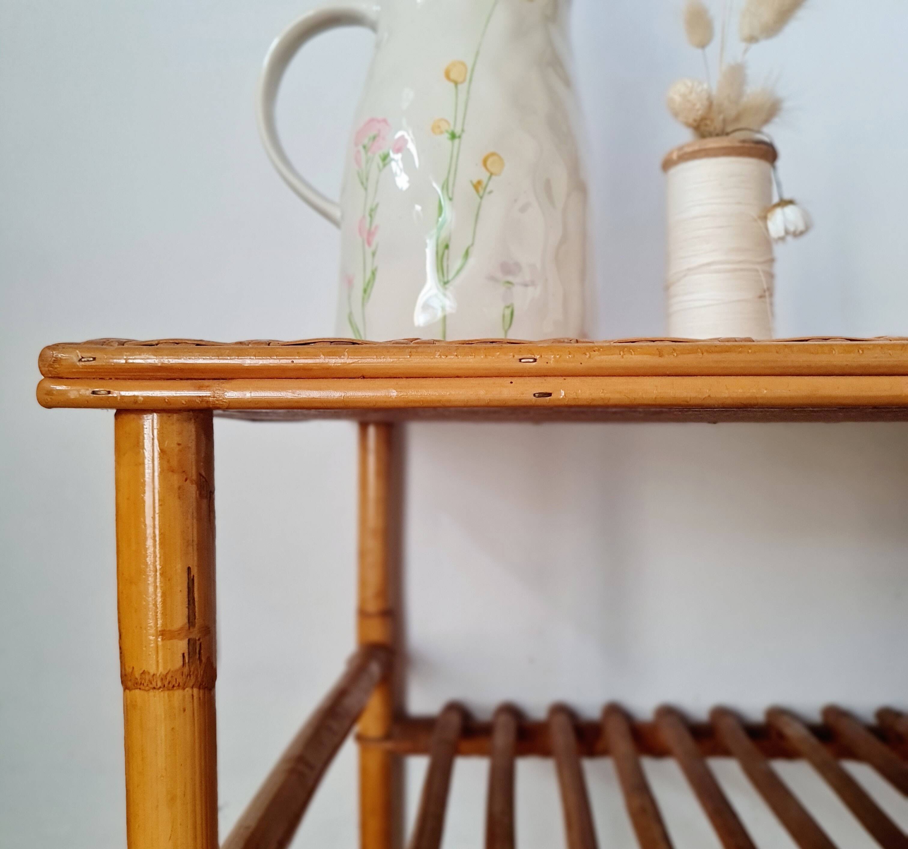 Antique coffee table in rattan and bamboo