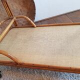 Serving table in rattan and vintage wicker