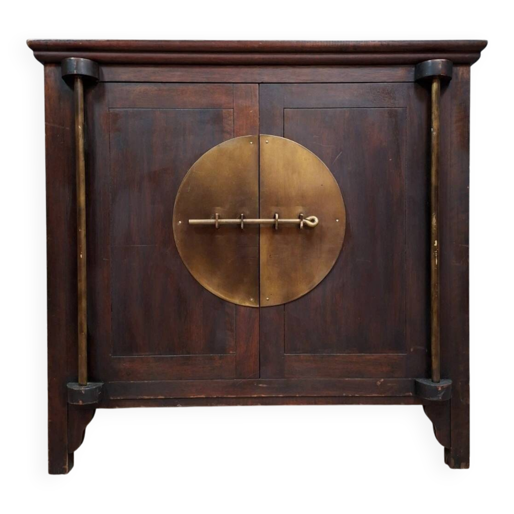 Buffet / antique Chinese wooden cabinet with brass fittings.
