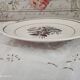Pie or cake dish 2 handles in old earthenware decoration gray roses
