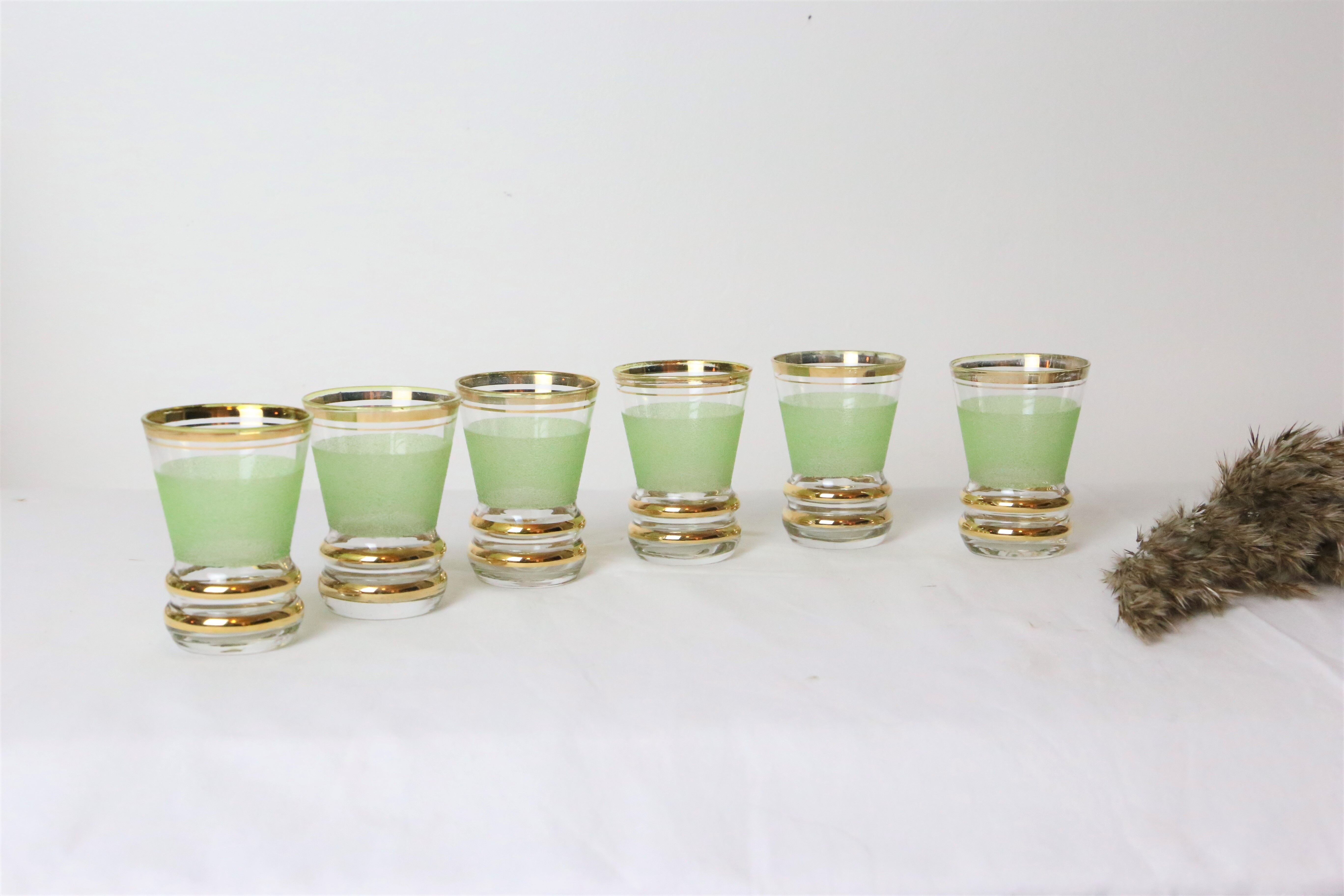 Set of 6 vintage glasses, granite and gold, vintage, authentic, 70s