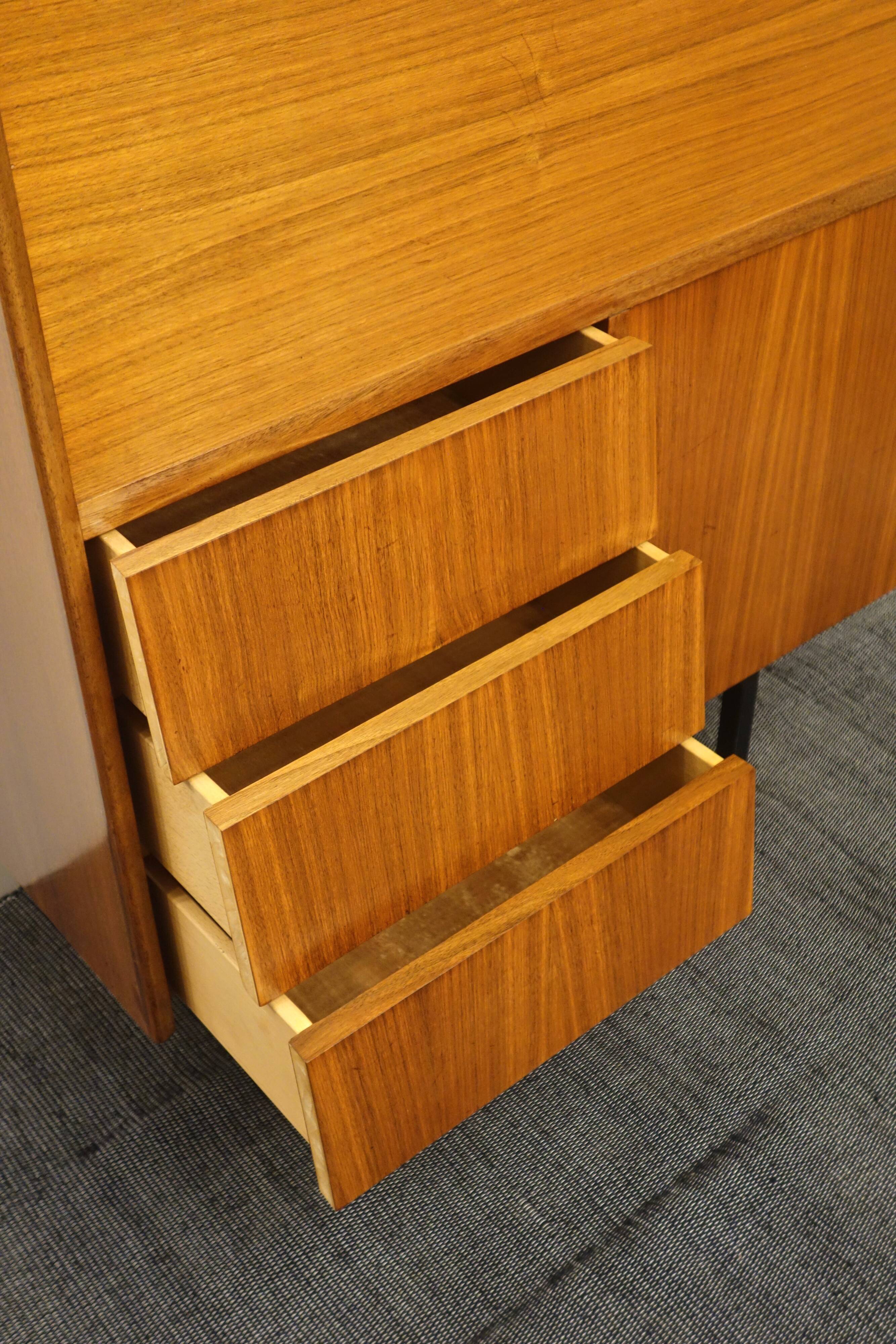 Vintage teak secretary, France 1950's