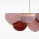 Italian Murano Glass and Brass Modular Linear Chandelier in Pink and Red