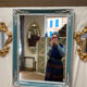 Old mirror silver and blue 79x60cm