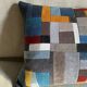 Patchwork cushions made from upholstery fabric