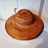 Authentic Vintage 70s Rattan and Bamboo Vietnamese Asian Hat