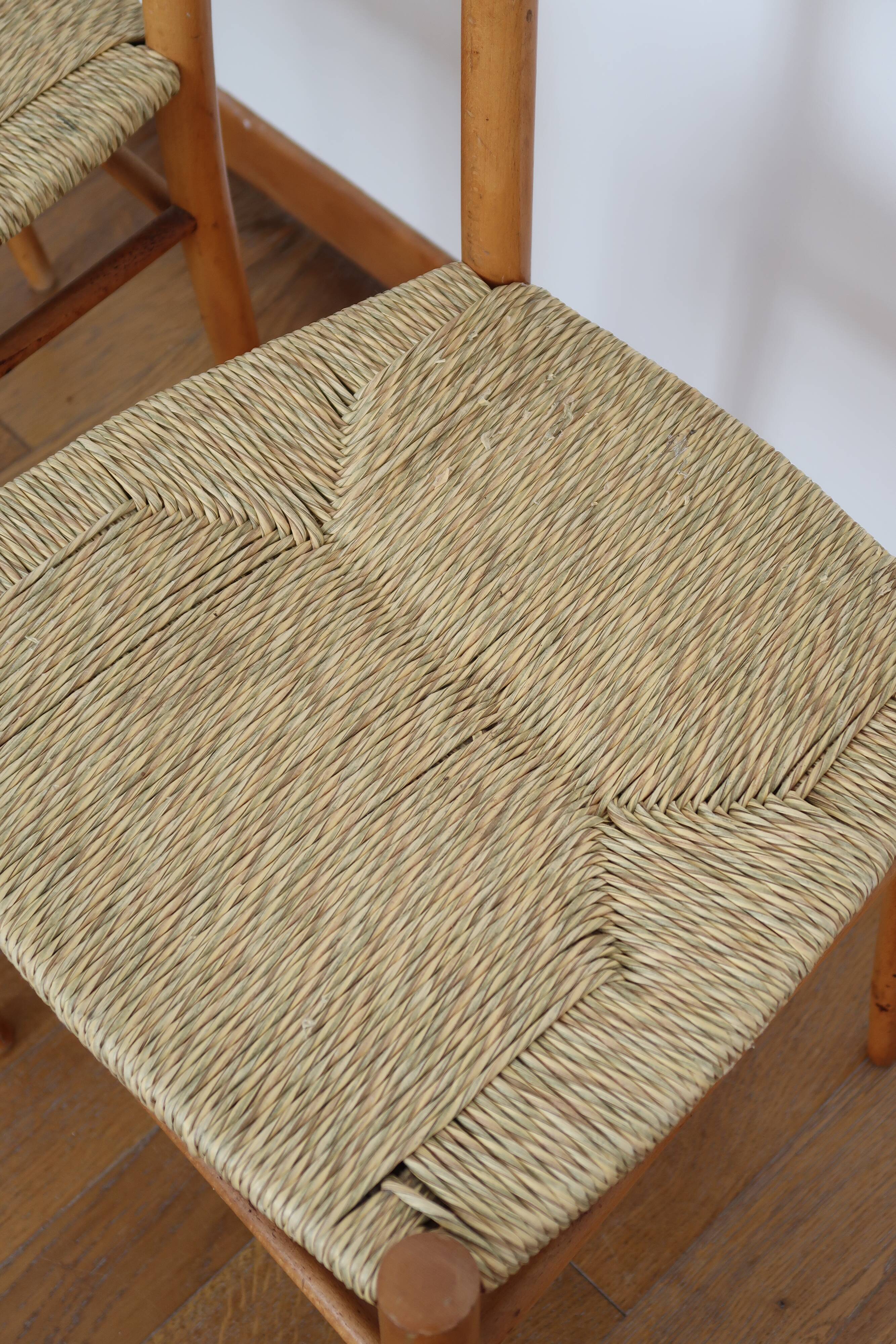 Pair of Scandinavian straw chairs