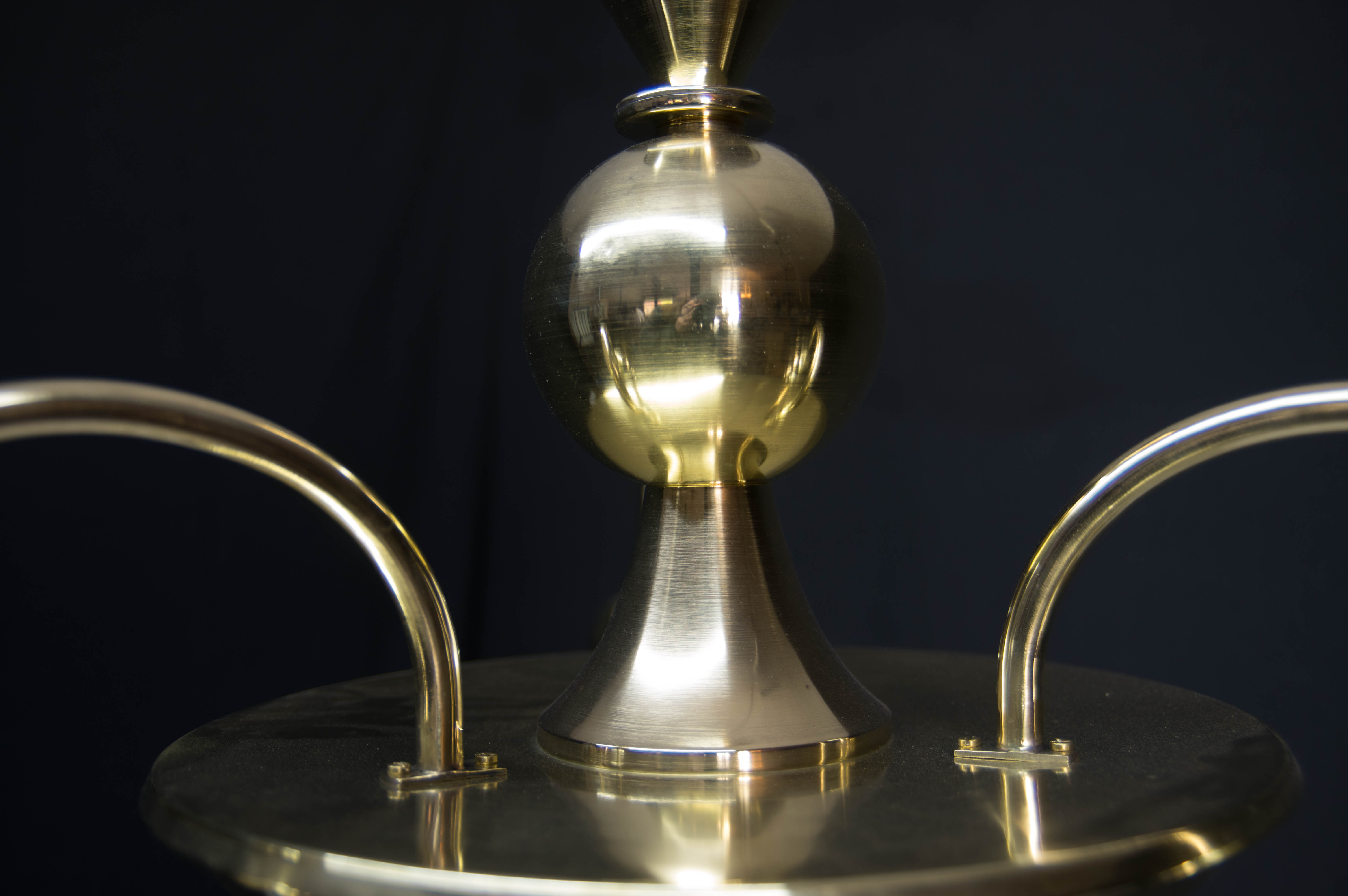 Large Rondocubistic Brass Chandelier