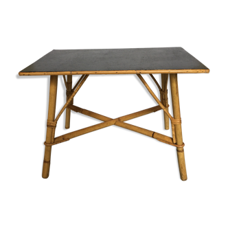 Table low recangulaire rattan, plastic coating, the 60 - rattan rectangular vintage table