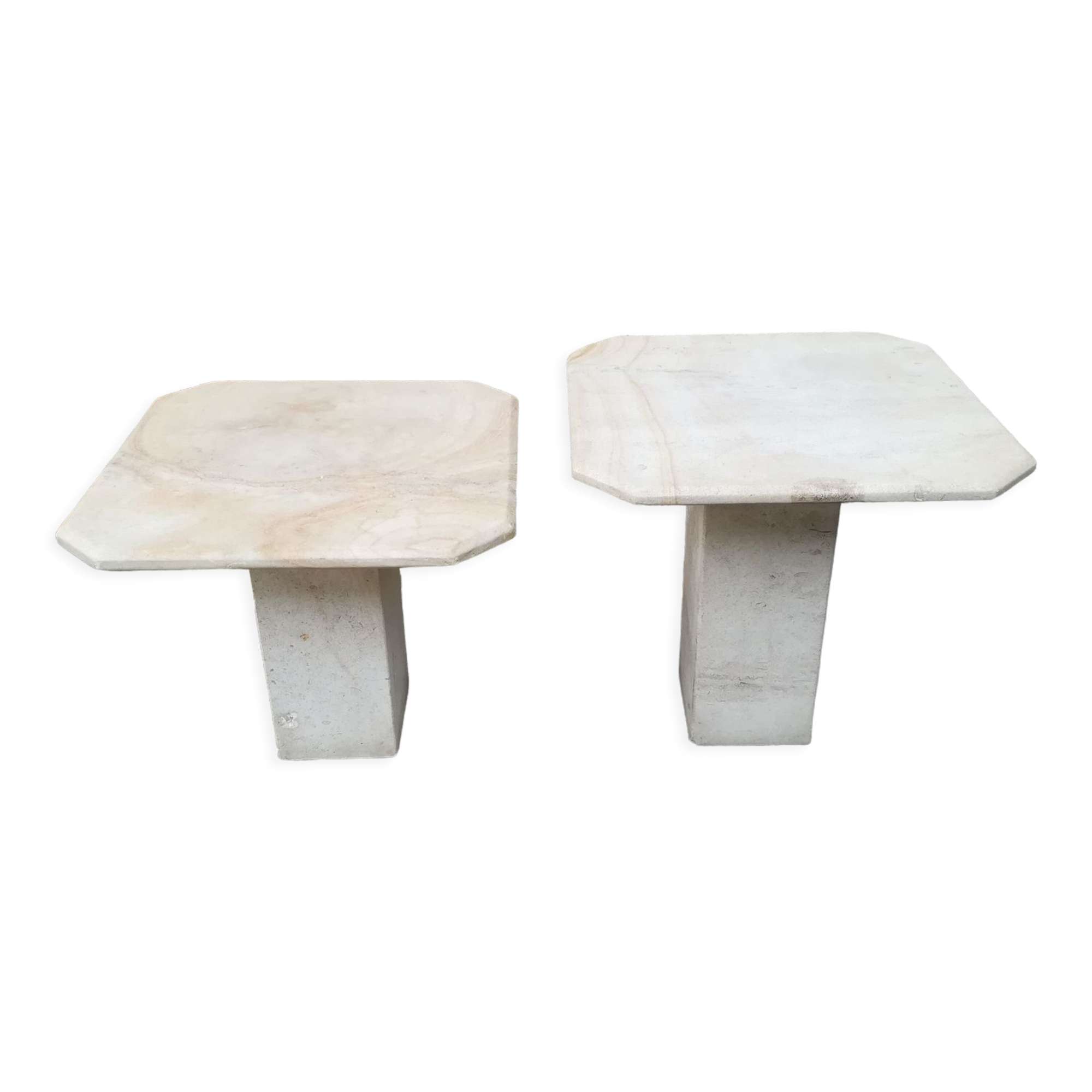 Nesting coffee tables in natural travertine