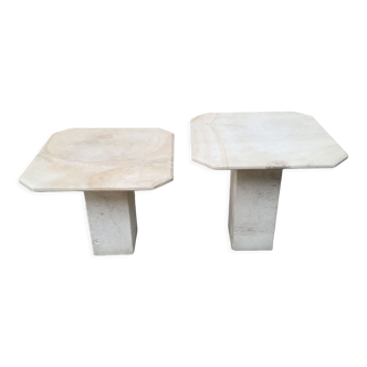 Nesting coffee tables in natural travertine