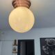 Vintage ceiling lamp, copper and art deco opaline, France 1930
