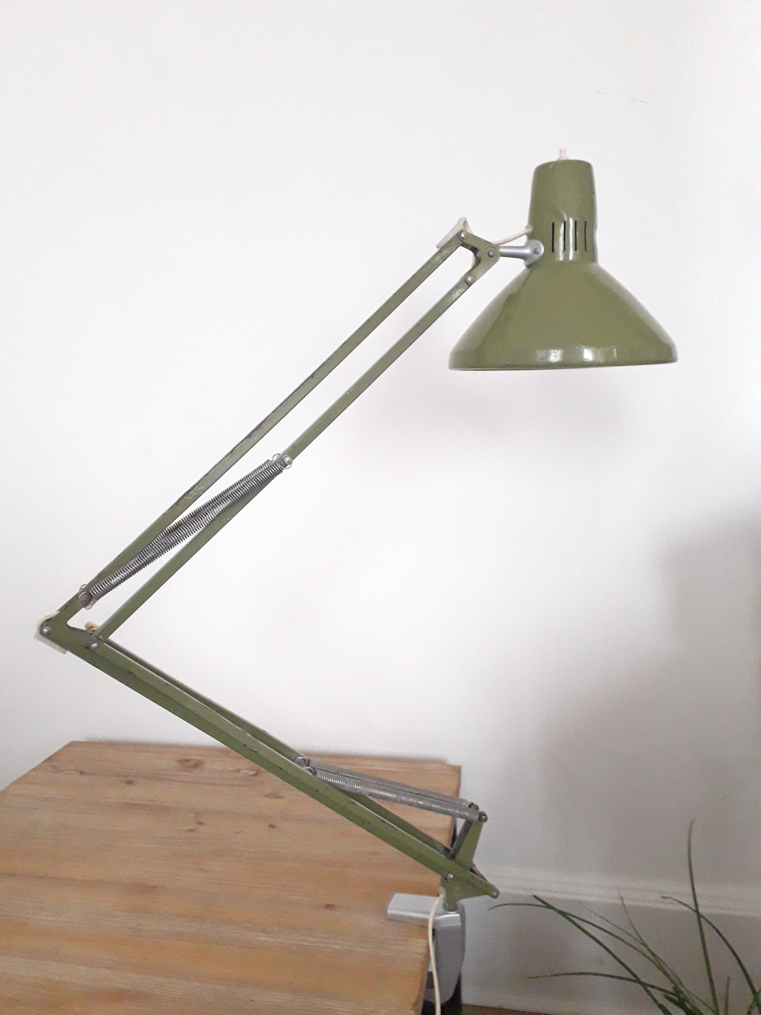 Lampe articulée Ledu type 2312 atelier architecte métal laqué vert -1970