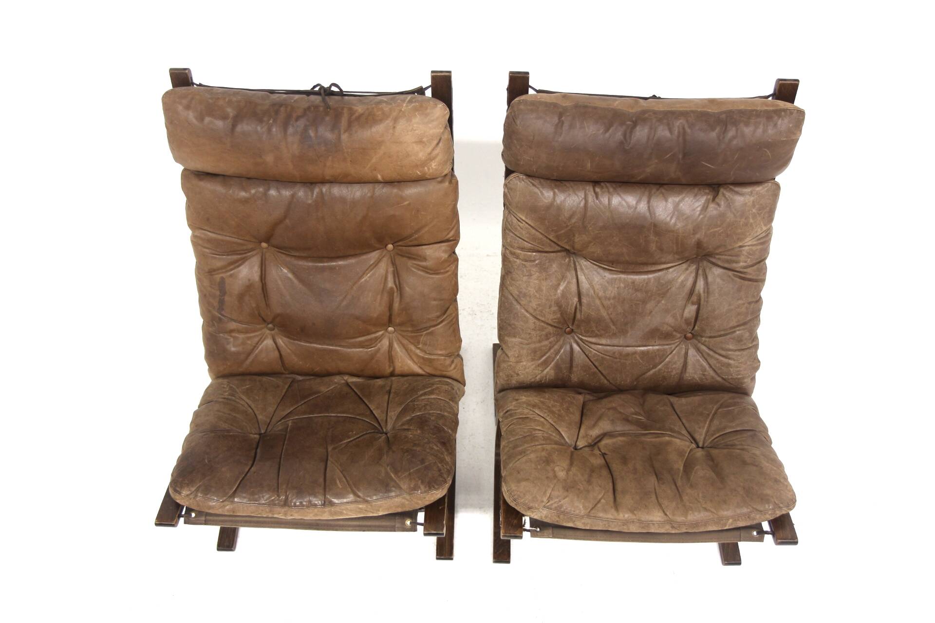 Set of 2 Siesta leather armchairs, Ingmar Relling, Norway, 1960
