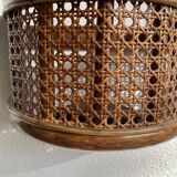 Duo wall lights, 3 M fabric cable, rattan and cane, 70s